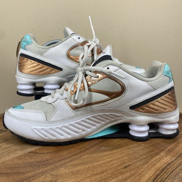 Nike Shox Enigma Aura Green Rose Gold Womens White Gold Size 10 Athletic Shoes - Picture 6 of 9